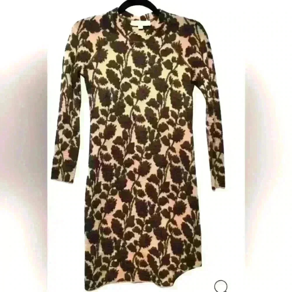 LOFT BLACK FLORAL LONG SLEEVE MINI DRESS SIZE  XSM